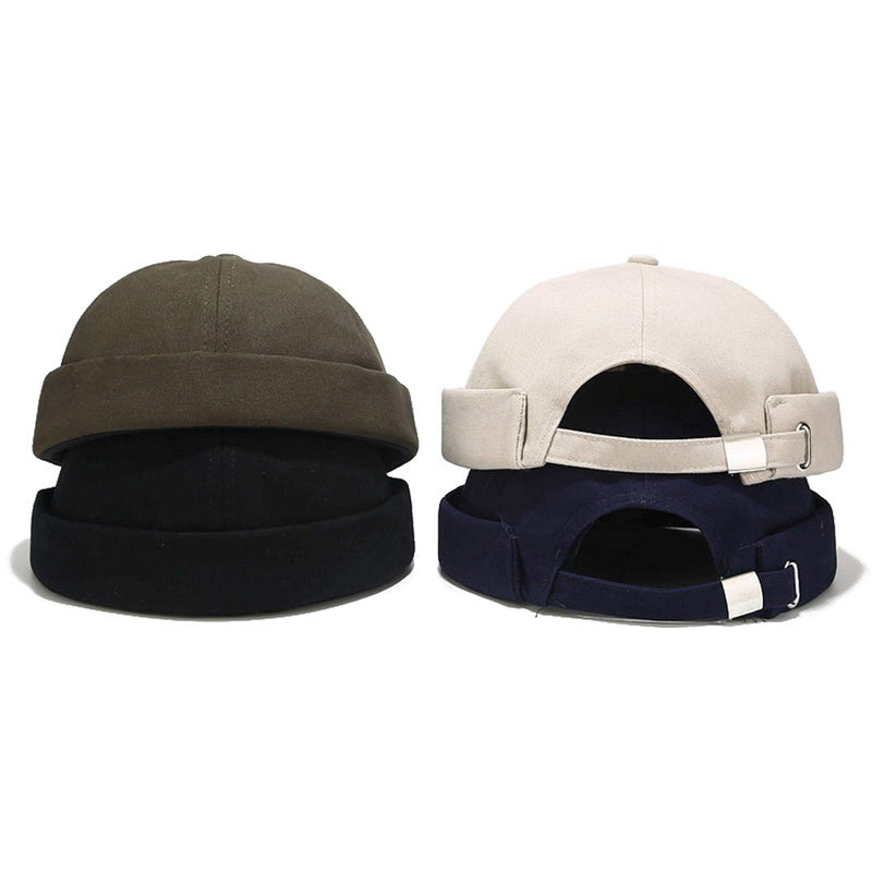 Umeepar Unisex Cotton Docker Hat Cap Cuffed Beanie Hat Harbour Sailor Summer Hat for Men Women (Black) - Image 3